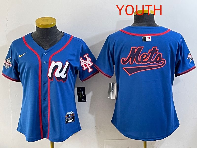 Youth 2025 New York Mets Blank Blue All star Nike MLB Jersey style 06